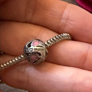 Pink Heart Mom Charm
